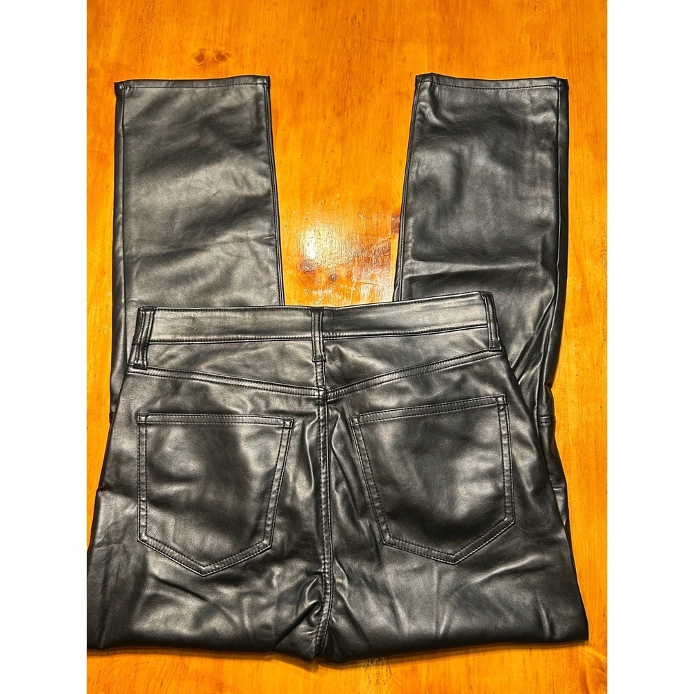Gap High Rise Vintage Slim Faux Leather Pants Black Womens Edgy Quiet Luxury - Picture 2 of 11